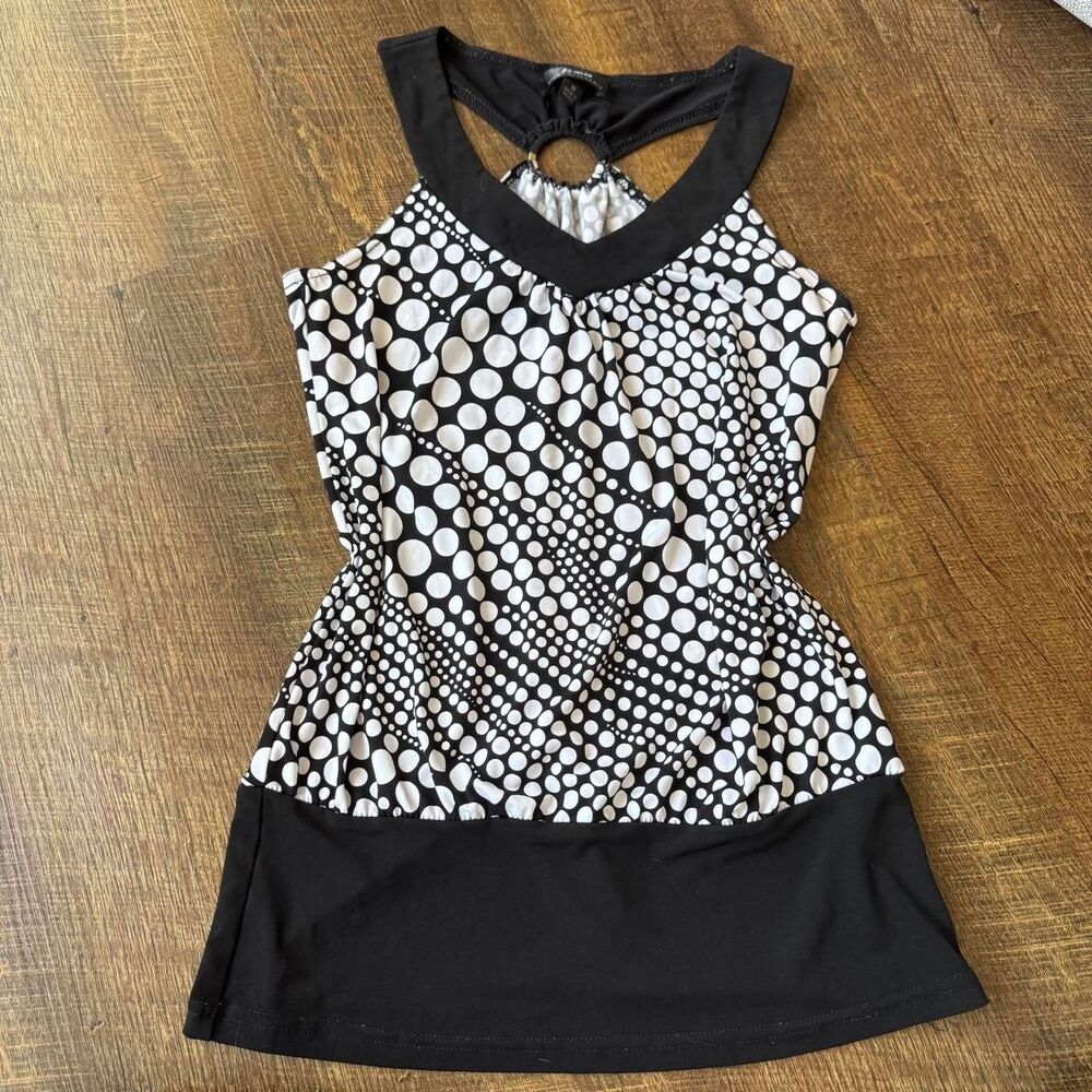 Byer California black and white polka dot halter top